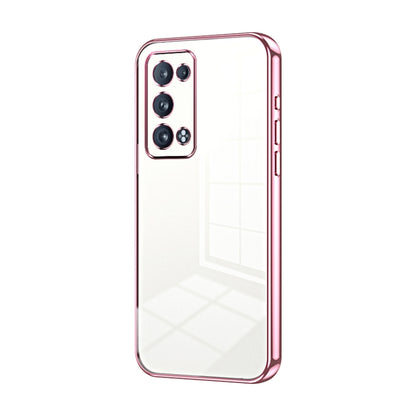 For OPPO Reno6 Pro+ Transparent Plating Fine Hole Phone Case(Pink) - OPPO Cases by PMC Jewellery | Online Shopping South Africa | PMC Jewellery | Buy Now Pay Later Mobicred