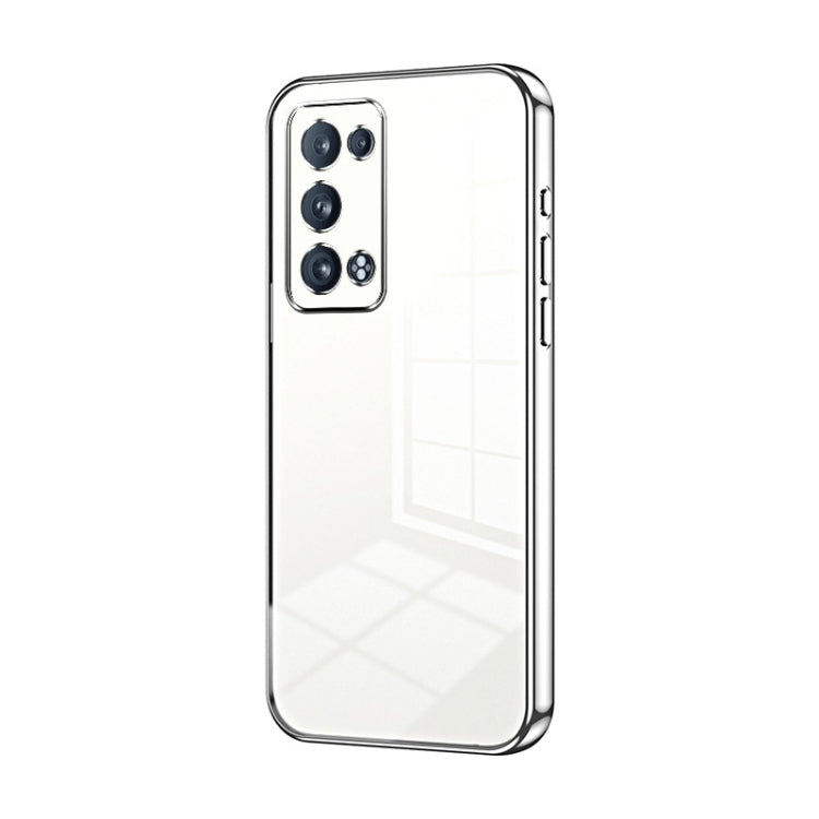 For OPPO Reno6 Pro+ Transparent Plating Fine Hole Phone Case(Silver) - OPPO Cases by PMC Jewellery | Online Shopping South Africa | PMC Jewellery | Buy Now Pay Later Mobicred