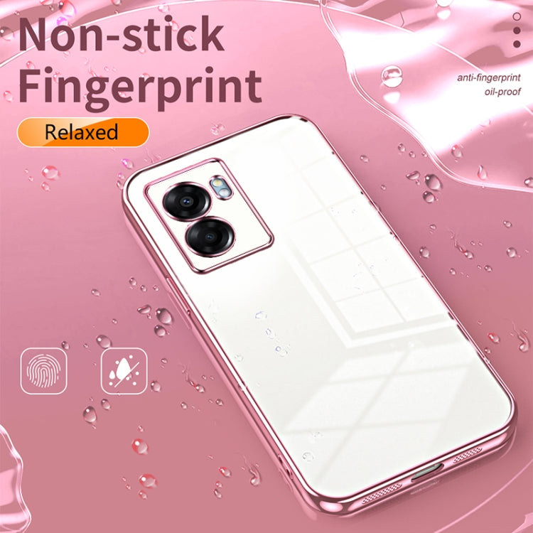 For OPPO A57 5G Transparent Plating Fine Hole Phone Case(Purple) - OPPO Cases by PMC Jewellery | Online Shopping South Africa | PMC Jewellery | Buy Now Pay Later Mobicred