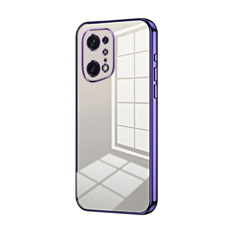 For OPPO Find X5 Pro Transparent Plating Fine Hole Phone Case(Purple) - OPPO Cases by PMC Jewellery | Online Shopping South Africa | PMC Jewellery | Buy Now Pay Later Mobicred