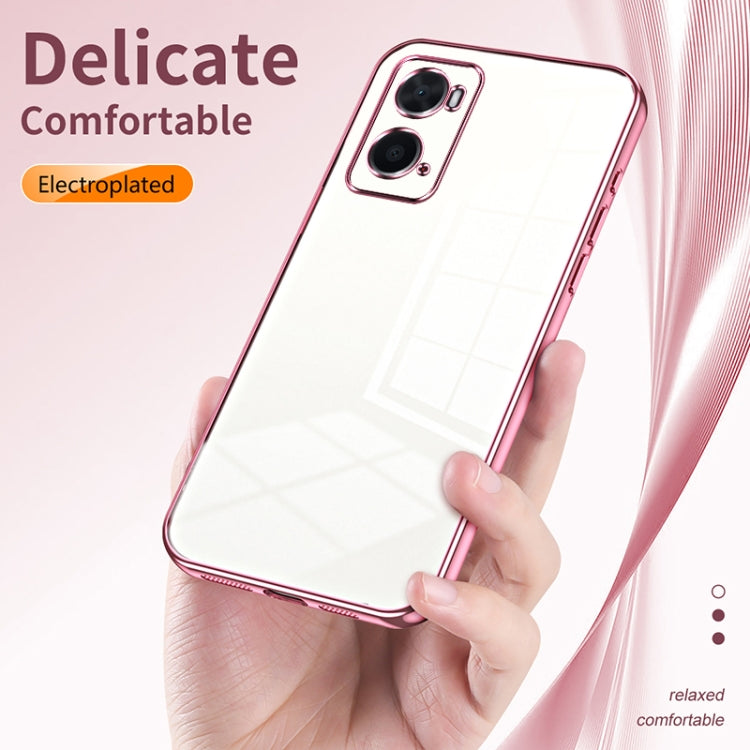 For OPPO A36 / A76 / A96 4G Global Transparent Plating Fine Hole Phone Case(Gold) - OPPO Cases by PMC Jewellery | Online Shopping South Africa | PMC Jewellery | Buy Now Pay Later Mobicred