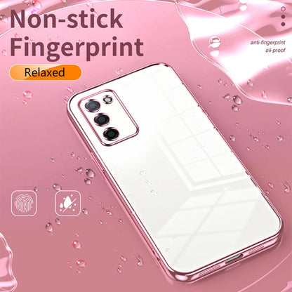 For OPPO A55 5G / A56 / A53s 5G Transparent Plating Fine Hole Phone Case(Purple) - OPPO Cases by PMC Jewellery | Online Shopping South Africa | PMC Jewellery | Buy Now Pay Later Mobicred