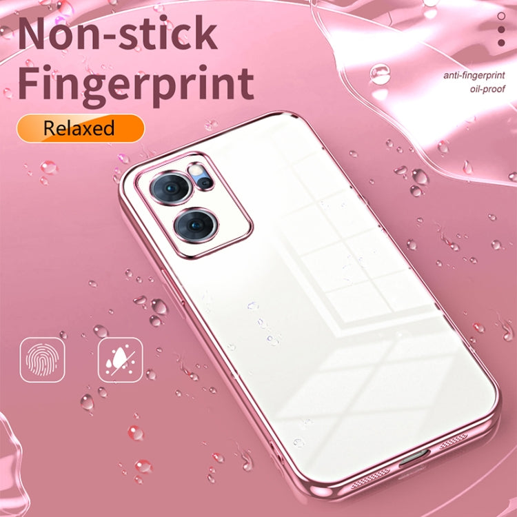 For OPPO Reno7 5G Transparent Plating Fine Hole Phone Case(Pink) - OPPO Cases by PMC Jewellery | Online Shopping South Africa | PMC Jewellery | Buy Now Pay Later Mobicred