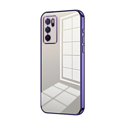 For OPPO A16 / A16s / A54s Transparent Plating Fine Hole Phone Case(Purple) - OPPO Cases by PMC Jewellery | Online Shopping South Africa | PMC Jewellery | Buy Now Pay Later Mobicred