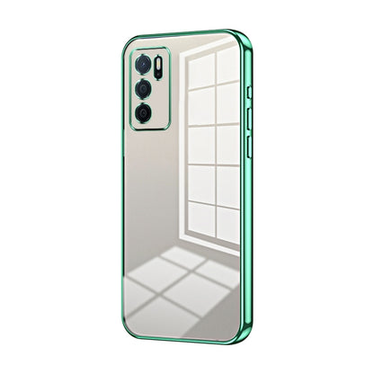 For OPPO A16 / A16s / A54s Transparent Plating Fine Hole Phone Case(Green) - OPPO Cases by PMC Jewellery | Online Shopping South Africa | PMC Jewellery | Buy Now Pay Later Mobicred