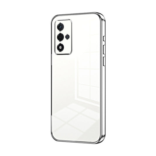 For OPPO A93s 5G Transparent Plating Fine Hole Phone Case(Silver) - OPPO Cases by PMC Jewellery | Online Shopping South Africa | PMC Jewellery | Buy Now Pay Later Mobicred