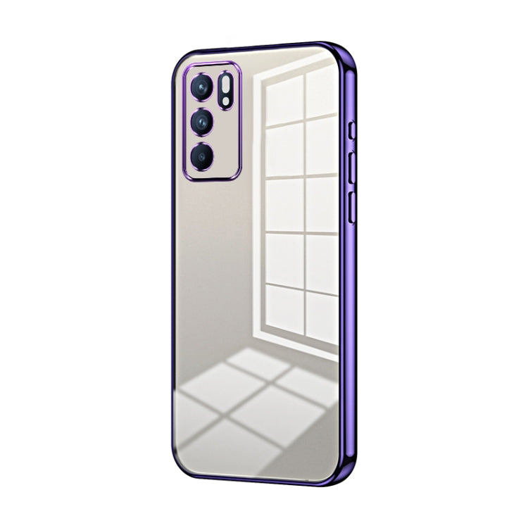 For OPPO Reno6 Indian / Malay Transparent Plating Fine Hole Phone Case(Purple) - OPPO Cases by PMC Jewellery | Online Shopping South Africa | PMC Jewellery | Buy Now Pay Later Mobicred