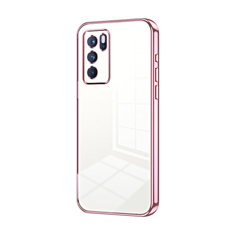 For OPPO Reno6 Pro Indian  Transparent Plating Fine Hole Phone Case(Pink) - OPPO Cases by PMC Jewellery | Online Shopping South Africa | PMC Jewellery | Buy Now Pay Later Mobicred