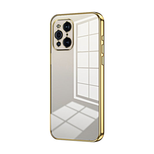 For OPPO Find X3 / Find X3 Pro Transparent Plating Fine Hole Phone Case(Gold) - OPPO Cases by PMC Jewellery | Online Shopping South Africa | PMC Jewellery | Buy Now Pay Later Mobicred