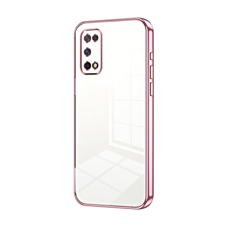 For OPPO K7x / Realme V5 5G Transparent Plating Fine Hole Phone Case(Pink) - OPPO Cases by PMC Jewellery | Online Shopping South Africa | PMC Jewellery | Buy Now Pay Later Mobicred