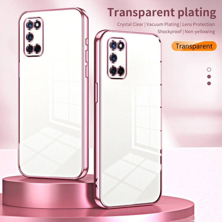 For OPPO A52 / A72 / A92 Transparent Plating Fine Hole Phone Case(Blue) - OPPO Cases by PMC Jewellery | Online Shopping South Africa | PMC Jewellery | Buy Now Pay Later Mobicred