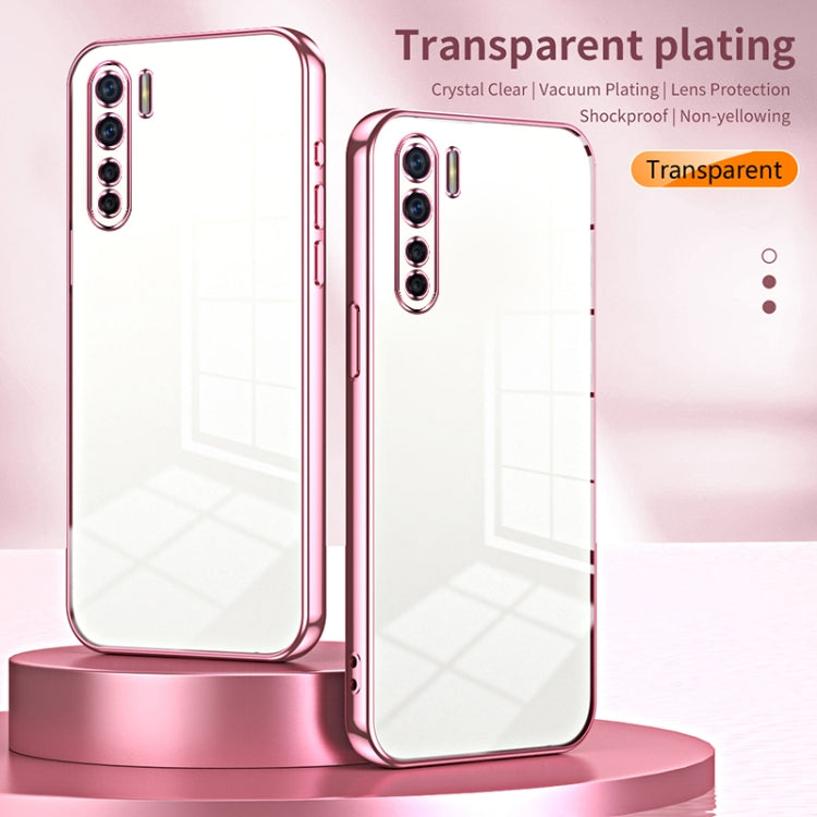 For OPPO Reno3 4G / F15 / A91 Transparent Plating Fine Hole Phone Case(Purple) - OPPO Cases by PMC Jewellery | Online Shopping South Africa | PMC Jewellery | Buy Now Pay Later Mobicred