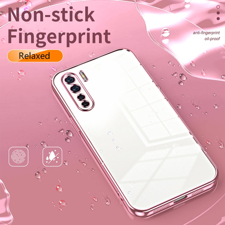 For OPPO Reno3 4G / F15 / A91 Transparent Plating Fine Hole Phone Case(Purple) - OPPO Cases by PMC Jewellery | Online Shopping South Africa | PMC Jewellery | Buy Now Pay Later Mobicred