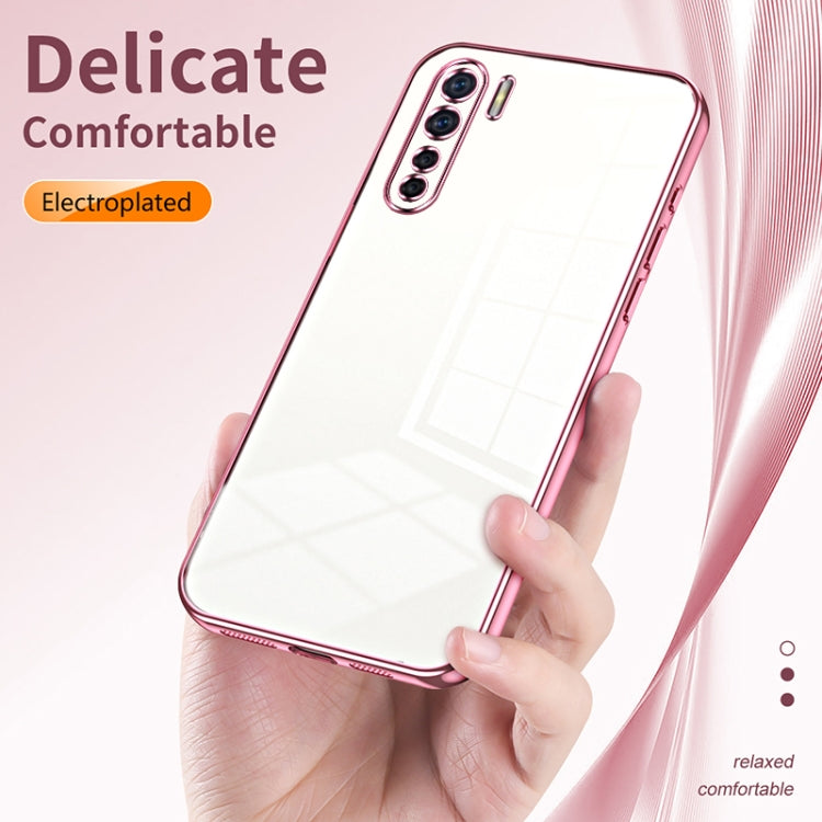 For OPPO Reno3 4G / F15 / A91 Transparent Plating Fine Hole Phone Case(Green) - OPPO Cases by PMC Jewellery | Online Shopping South Africa | PMC Jewellery | Buy Now Pay Later Mobicred