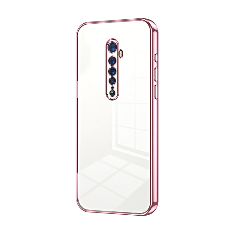 For OPPO Reno2 Transparent Plating Fine Hole Phone Case(Pink) - OPPO Cases by PMC Jewellery | Online Shopping South Africa | PMC Jewellery | Buy Now Pay Later Mobicred