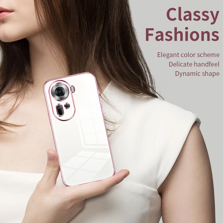 For OPPO Reno11 Global Transparent Plating Fine Hole Phone Case(Pink) - Reno11 Cases by PMC Jewellery | Online Shopping South Africa | PMC Jewellery | Buy Now Pay Later Mobicred