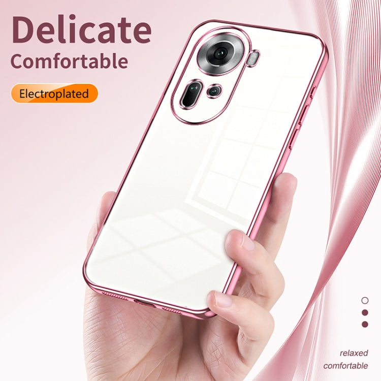 For OPPO Reno11 Global Transparent Plating Fine Hole Phone Case(Pink) - Reno11 Cases by PMC Jewellery | Online Shopping South Africa | PMC Jewellery | Buy Now Pay Later Mobicred