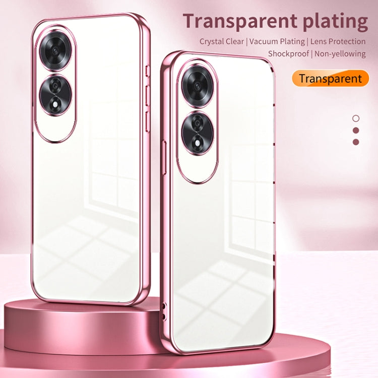 For OPPO A60 Transparent Plating Fine Hole Phone Case(Pink) - OPPO Cases by PMC Jewellery | Online Shopping South Africa | PMC Jewellery | Buy Now Pay Later Mobicred