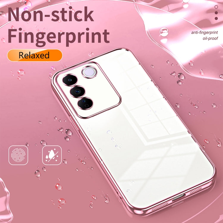 For vivo S16e / V27e Transparent Plating Fine Hole Phone Case(Pink) - vivo Cases by PMC Jewellery | Online Shopping South Africa | PMC Jewellery