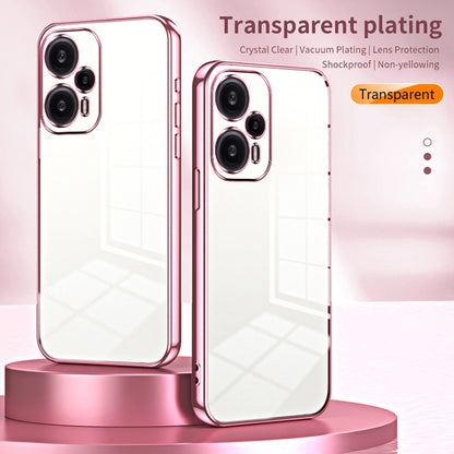 For Xiaomi Redmi Note 12 Turbo/Poco F5 Transparent Plating Fine Hole Phone Case(Pink) - Xiaomi Cases by PMC Jewellery | Online Shopping South Africa | PMC Jewellery | Buy Now Pay Later Mobicred