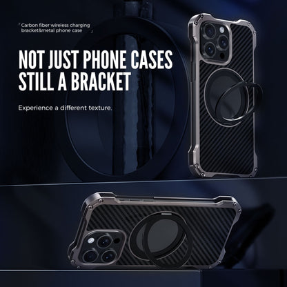 For iPhone 13 Pro R-JUST RJ51-1 Hollow Rotating Holder Metal Phone Case(Silver Grey) - iPhone 13 Pro Cases by R-JUST | Online Shopping South Africa | PMC Jewellery