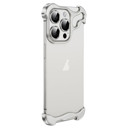 For iPhone 13 Pro Frameless Metal Corner Pad Phone Case with Lens Film(White) - iPhone 13 Pro Cases by PMC Jewellery | Online Shopping South Africa | PMC Jewellery | Buy Now Pay Later Mobicred