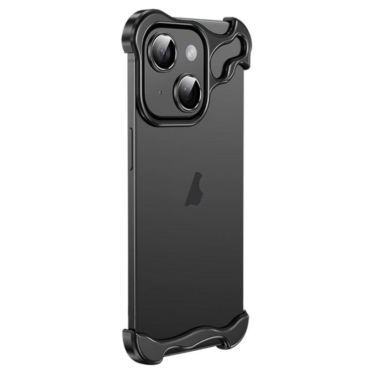 For iPhone 13 Frameless Metal Corner Pad Phone Case with Lens Film(Black) - iPhone 13 Cases by PMC Jewellery | Online Shopping South Africa | PMC Jewellery | Buy Now Pay Later Mobicred