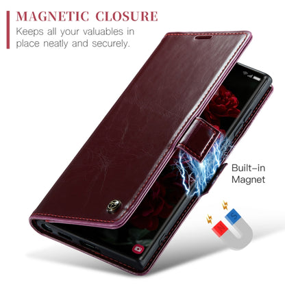 For Samsung Galaxy S24 Ultra 5G CaseMe 003 Crazy Horse Texture Flip Leather Phone Case(Mulberry Red) - Galaxy S24 Ultra 5G Cases by CaseMe | Online Shopping South Africa | PMC Jewellery | Buy Now Pay Later Mobicred