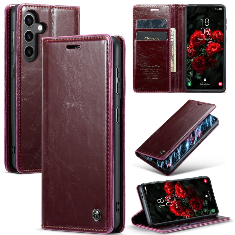 For Samsung Galaxy S24+ 5G CaseMe 003 Crazy Horse Texture Flip Leather Phone Case(Mulberry Red) - Galaxy S24+ 5G Cases by CaseMe | Online Shopping South Africa | PMC Jewellery | Buy Now Pay Later Mobicred