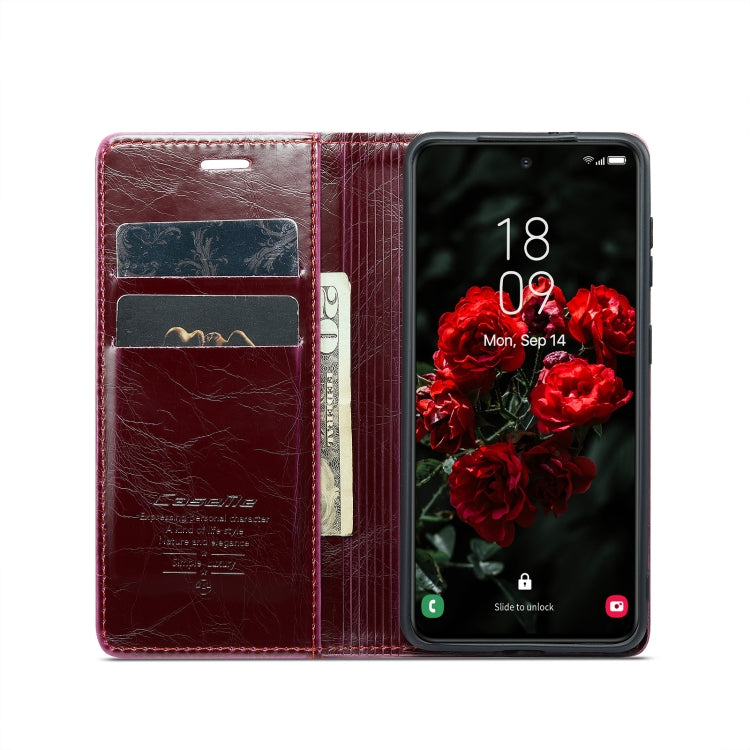 For Samsung Galaxy S24+ 5G CaseMe 003 Crazy Horse Texture Flip Leather Phone Case(Mulberry Red) - Galaxy S24+ 5G Cases by CaseMe | Online Shopping South Africa | PMC Jewellery | Buy Now Pay Later Mobicred