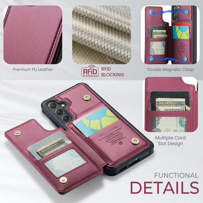 For Samsung Galaxy S24 5G CaseMe C22 PC+TPU Business Style RFID Anti-theft Leather Phone Case(Wine Red) - Galaxy S24 5G Cases by CaseMe | Online Shopping South Africa | PMC Jewellery | Buy Now Pay Later Mobicred