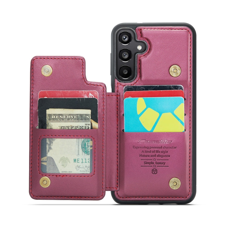 For Samsung Galaxy A55 5G CaseMe C22 PC+TPU Business Style RFID Anti-theft Leather Phone Case(Wine Red) - Galaxy Phone Cases by CaseMe | Online Shopping South Africa | PMC Jewellery | Buy Now Pay Later Mobicred