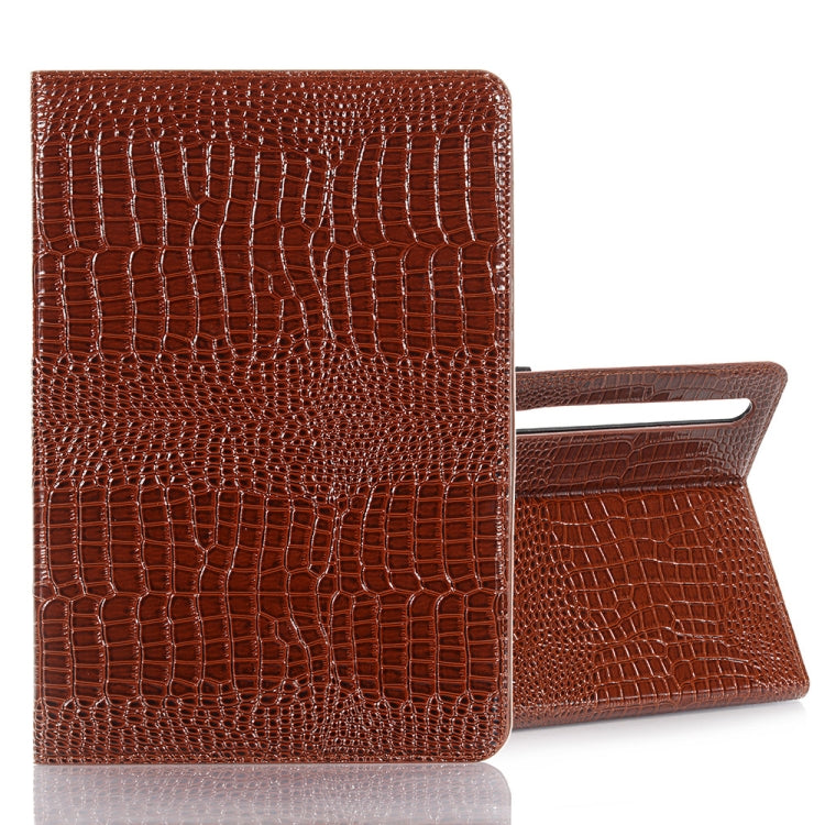 For Samsung Galaxy Tab S9 FE Crocodile Texture Leather Tablet Case(Brown) - Galaxy Tab S9 FE by PMC Jewellery | Online Shopping South Africa | PMC Jewellery | Buy Now Pay Later Mobicred