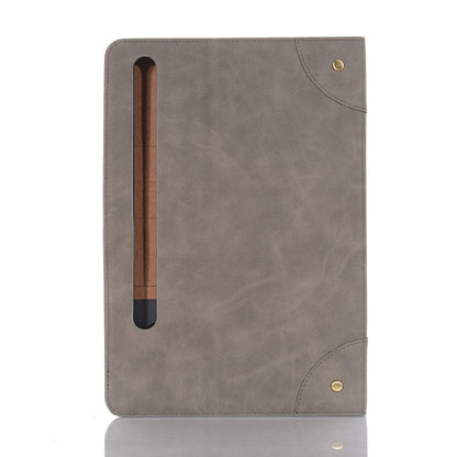 For Samsung Galaxy Tab S9 FE Retro Book Leather Tablet Case(Grey) - Galaxy Tab S9 FE by PMC Jewellery | Online Shopping South Africa | PMC Jewellery | Buy Now Pay Later Mobicred