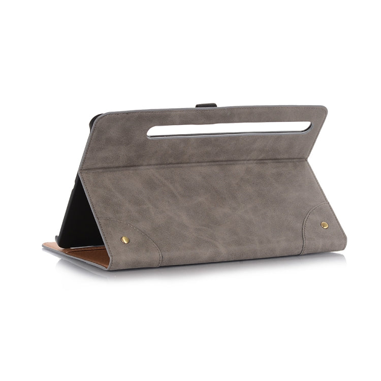 For Samsung Galaxy Tab S9 FE Retro Book Leather Tablet Case(Grey) - Galaxy Tab S9 FE by PMC Jewellery | Online Shopping South Africa | PMC Jewellery | Buy Now Pay Later Mobicred