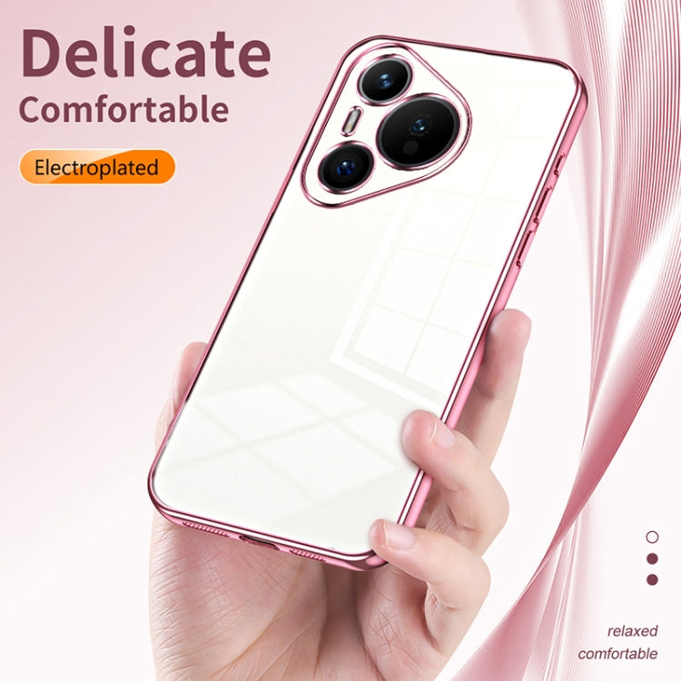 For Huawei Pura 70 Transparent Plating Fine Hole Phone Case(Pink) - Huawei Cases by PMC Jewellery | Online Shopping South Africa | PMC Jewellery | Buy Now Pay Later Mobicred