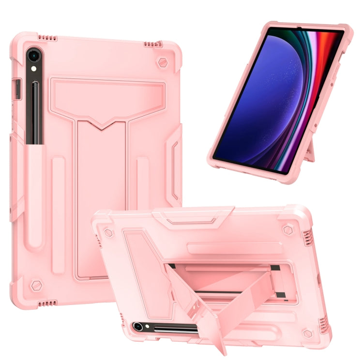 For Samsung Galaxy Tab S9 FE / S9 T Holder Robot Silicone Hybrid PC Tablet Case(Rose Gold) - Galaxy Tab S9 Cases by PMC Jewellery | Online Shopping South Africa | PMC Jewellery | Buy Now Pay Later Mobicred