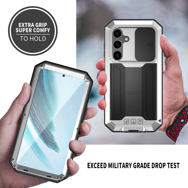 For Samsung Galaxy S24+ 5G R-JUST Sliding Camera Life Waterproof Holder Phone Case(Silver) - Galaxy S24+ 5G Cases by R-JUST | Online Shopping South Africa | PMC Jewellery