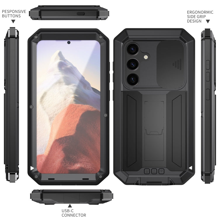 For Samsung Galaxy S24 5G R-JUST Sliding Camera Life Waterproof Holder Phone Case(Black) - Galaxy S24 5G Cases by R-JUST | Online Shopping South Africa | PMC Jewellery