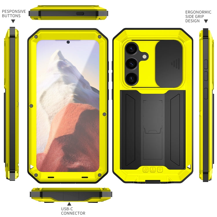 For Samsung Galaxy S24 5G R-JUST Sliding Camera Life Waterproof Holder Phone Case(Yellow) - Galaxy S24 5G Cases by R-JUST | Online Shopping South Africa | PMC Jewellery