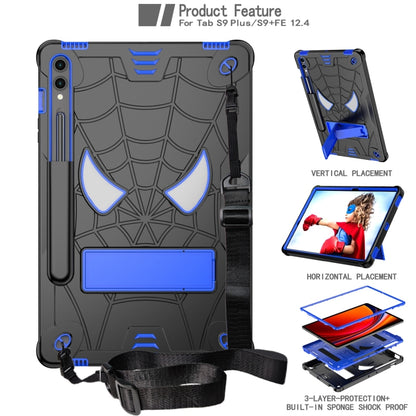 For Samsung Galaxy Tab S9 FE+ / S9+ Fold-Holder Spider Silicone Hybrid PC Tablet Case(Back Blue) - Galaxy Tab S9+ Cases by PMC Jewellery | Online Shopping South Africa | PMC Jewellery | Buy Now Pay Later Mobicred