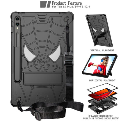 For Samsung Galaxy Tab S9 FE+ / S9+ Fold-Holder Spider Silicone Hybrid PC Tablet Case(Black) - Galaxy Tab S9+ Cases by PMC Jewellery | Online Shopping South Africa | PMC Jewellery | Buy Now Pay Later Mobicred