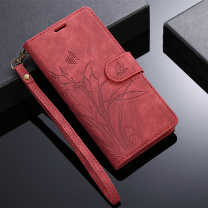 For OPPO A98 5G Orchid Butterfly Embossed Leather Phone Case(Red) - OPPO Cases by PMC Jewellery | Online Shopping South Africa | PMC Jewellery | Buy Now Pay Later Mobicred