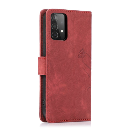 For Samsung Galaxy A73 Orchid Butterfly Embossed Leather Phone Case(Red) - Galaxy Phone Cases by PMC Jewellery | Online Shopping South Africa | PMC Jewellery