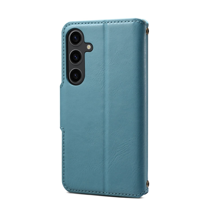 For Samsung Galaxy S24 5G Denior Cowhide Texture Wallet Style Leather Phone Case(Blue) - Galaxy S24 5G Cases by Denior | Online Shopping South Africa | PMC Jewellery | Buy Now Pay Later Mobicred