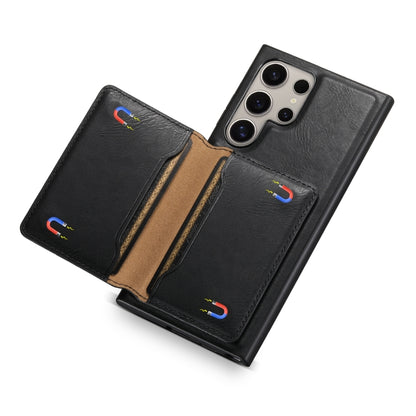 For Samsung Galaxy S23 Ultra 5G Denior Cowhide Texture Leather MagSafe Detachable Wallet Phone Case(Black) - Galaxy S23 Ultra 5G Cases by Denior | Online Shopping South Africa | PMC Jewellery | Buy Now Pay Later Mobicred