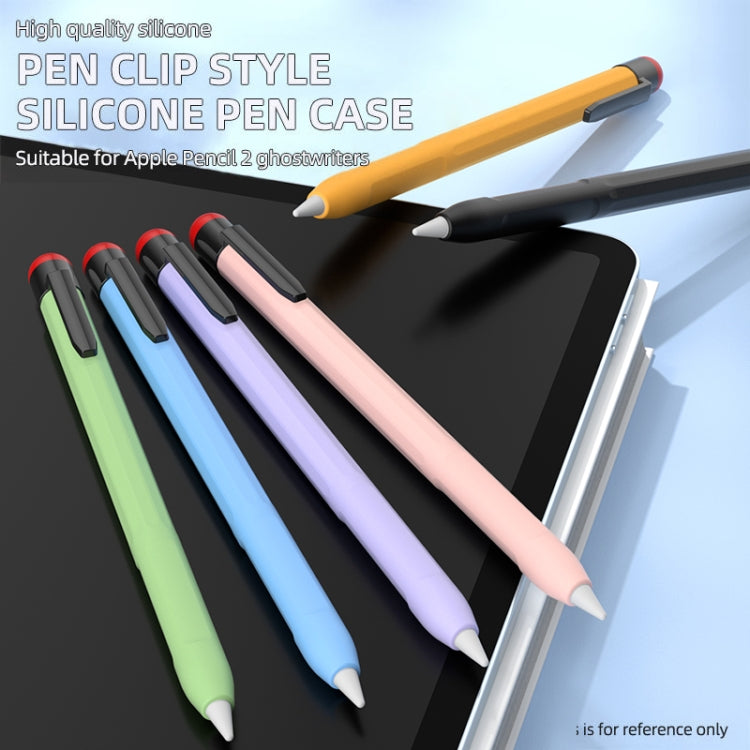 For Apple Pencil 2 Pen Clip Silicone Stylus Pen Protective Case(Matcha Green) - Pencil Accessories by PMC Jewellery | Online Shopping South Africa | PMC Jewellery | Buy Now Pay Later Mobicred