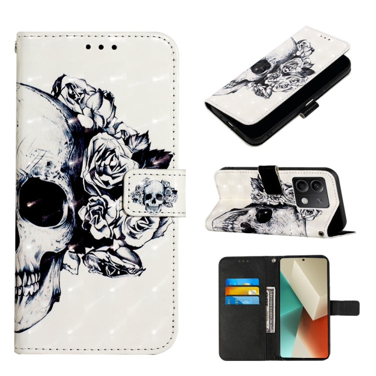 For Xiaomi Redmi Note 13 5G Global 3D Painting Horizontal Flip Leather Phone Case(Skull) - Note 13 Cases by PMC Jewellery | Online Shopping South Africa | PMC Jewellery | Buy Now Pay Later Mobicred