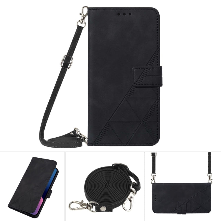 For Motorola Moto G Play 4G 2024 Crossbody 3D Embossed Flip Leather Phone Case(Black) - Motorola Cases by PMC Jewellery | Online Shopping South Africa | PMC Jewellery | Buy Now Pay Later Mobicred