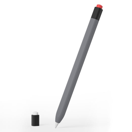 For Apple Pencil 1 Retro Pencil Style Liquid Silicone Stylus Case(Grey) - Pencil Accessories by PMC Jewellery | Online Shopping South Africa | PMC Jewellery | Buy Now Pay Later Mobicred